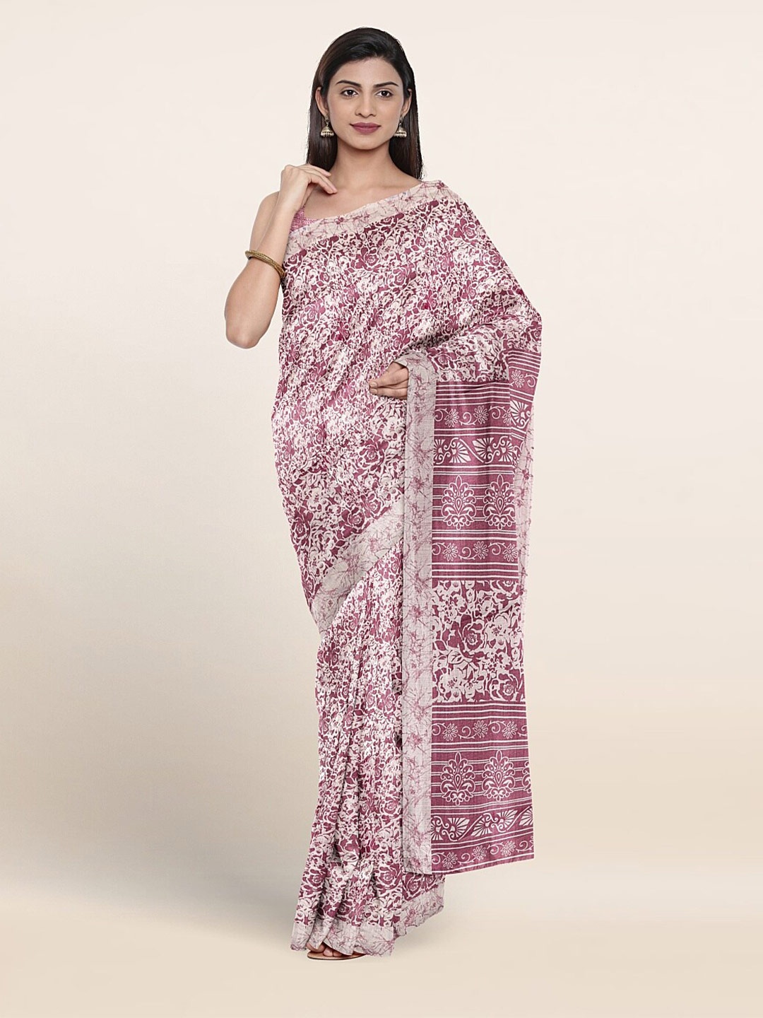 

Pothys Floral Printed Saree, Pink