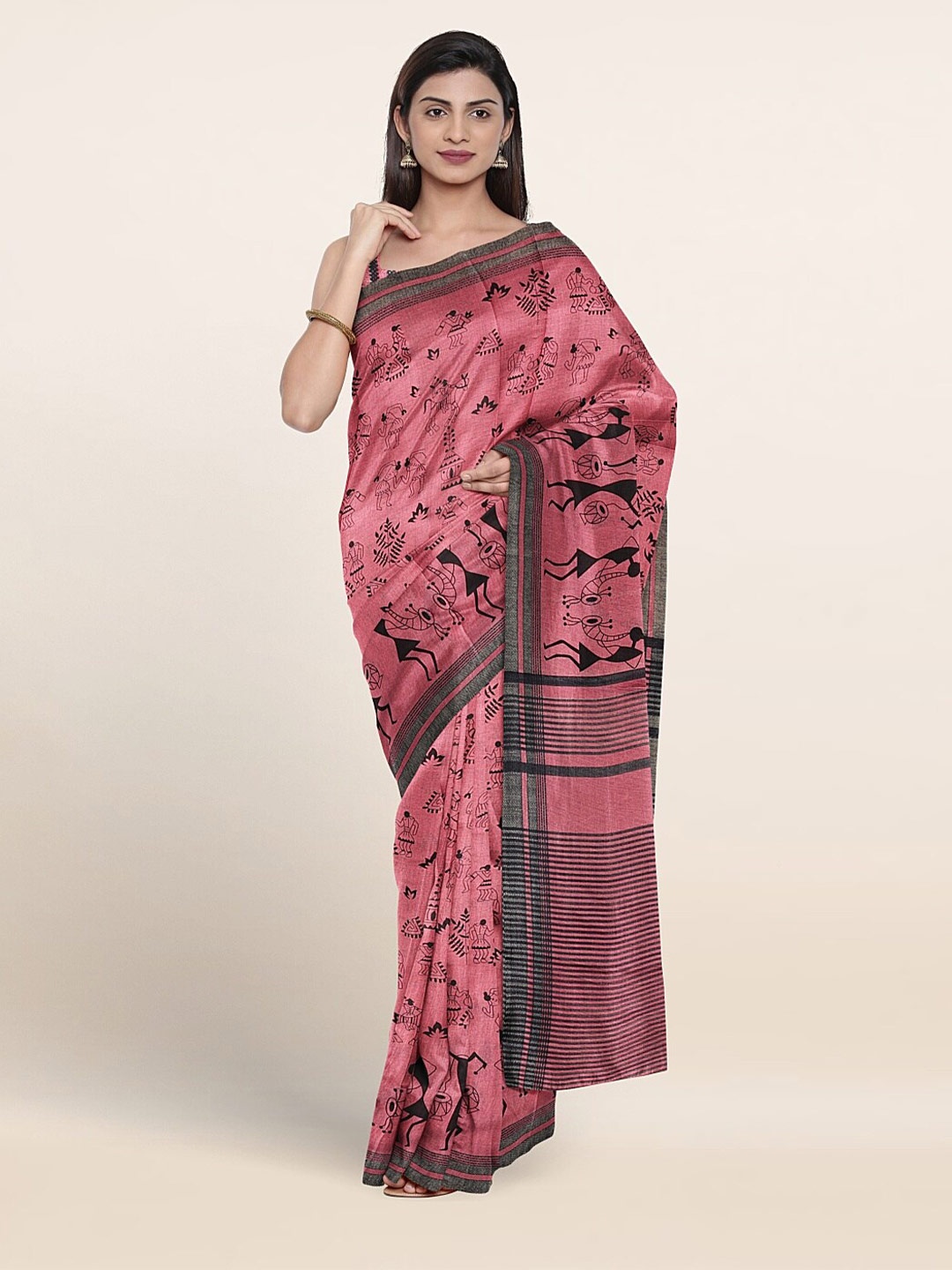 

Pothys Ethnic Motifs Printed Saree, Pink