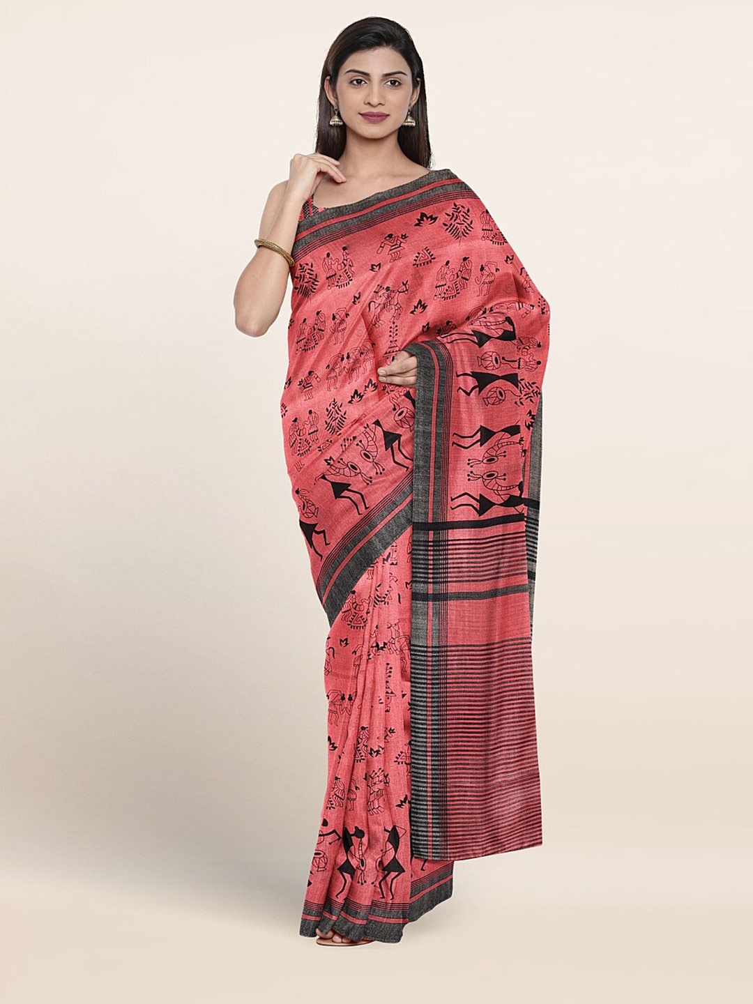 

Pothys Ethnic Motifs Printed Pure Cotton Saree, Pink