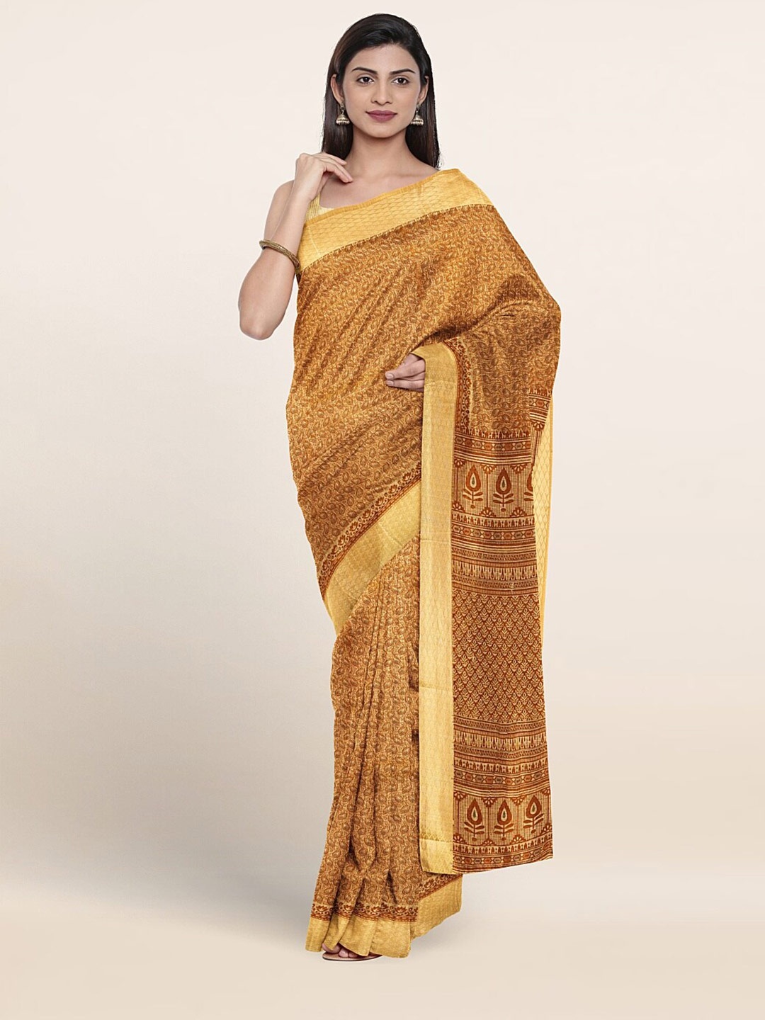 

Pothys Paisley Printed Pure Cotton Saree, Yellow