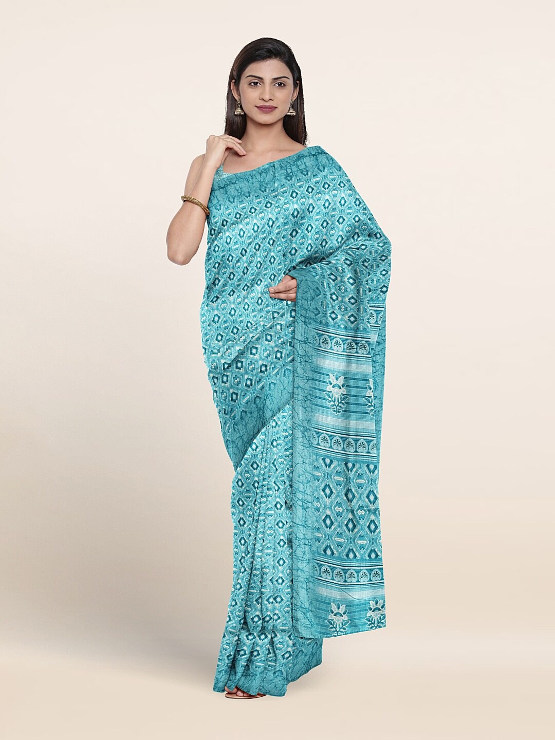

Pothys Geometric Printed Saree, Blue