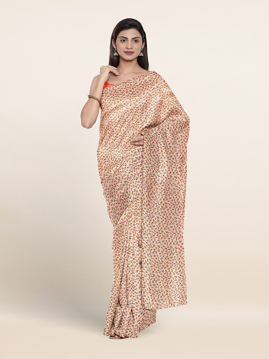 

Pothys Floral Printed Saree, Cream