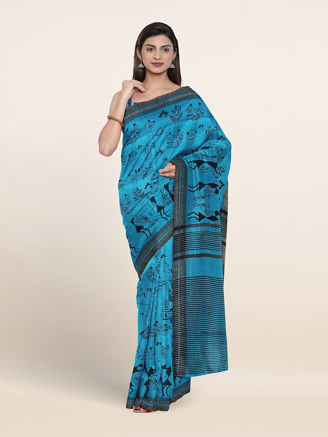

Pothys Ethnic Motifs Printed Zari Saree, Blue