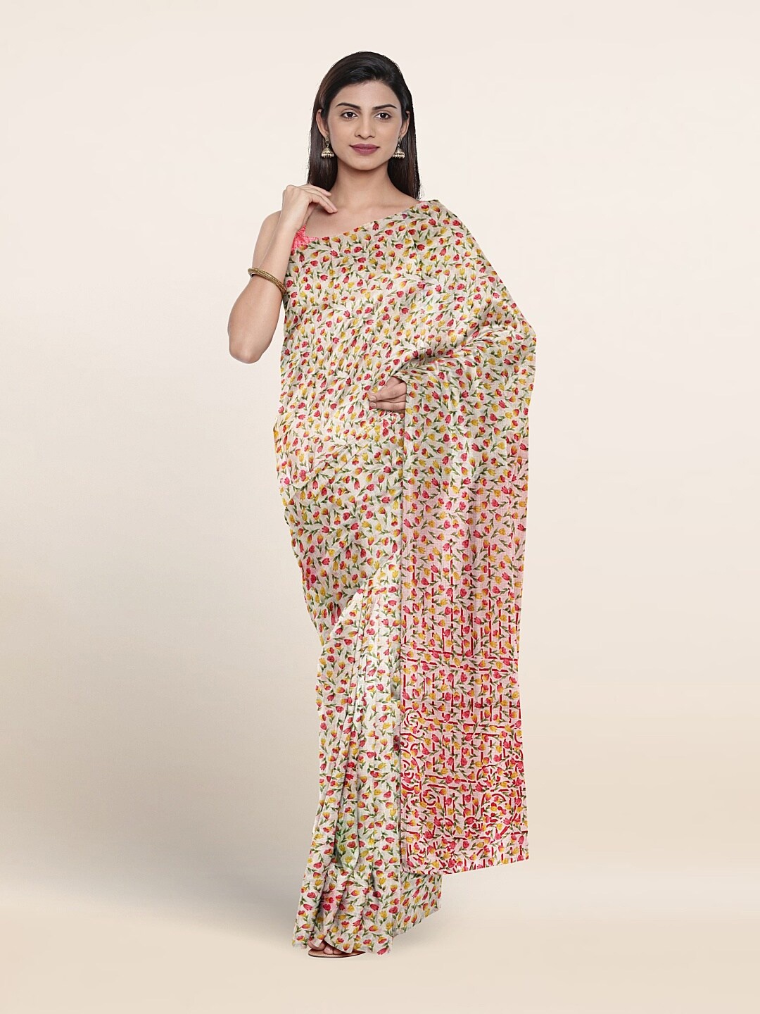 

Pothys Floral Printed Saree, Pink