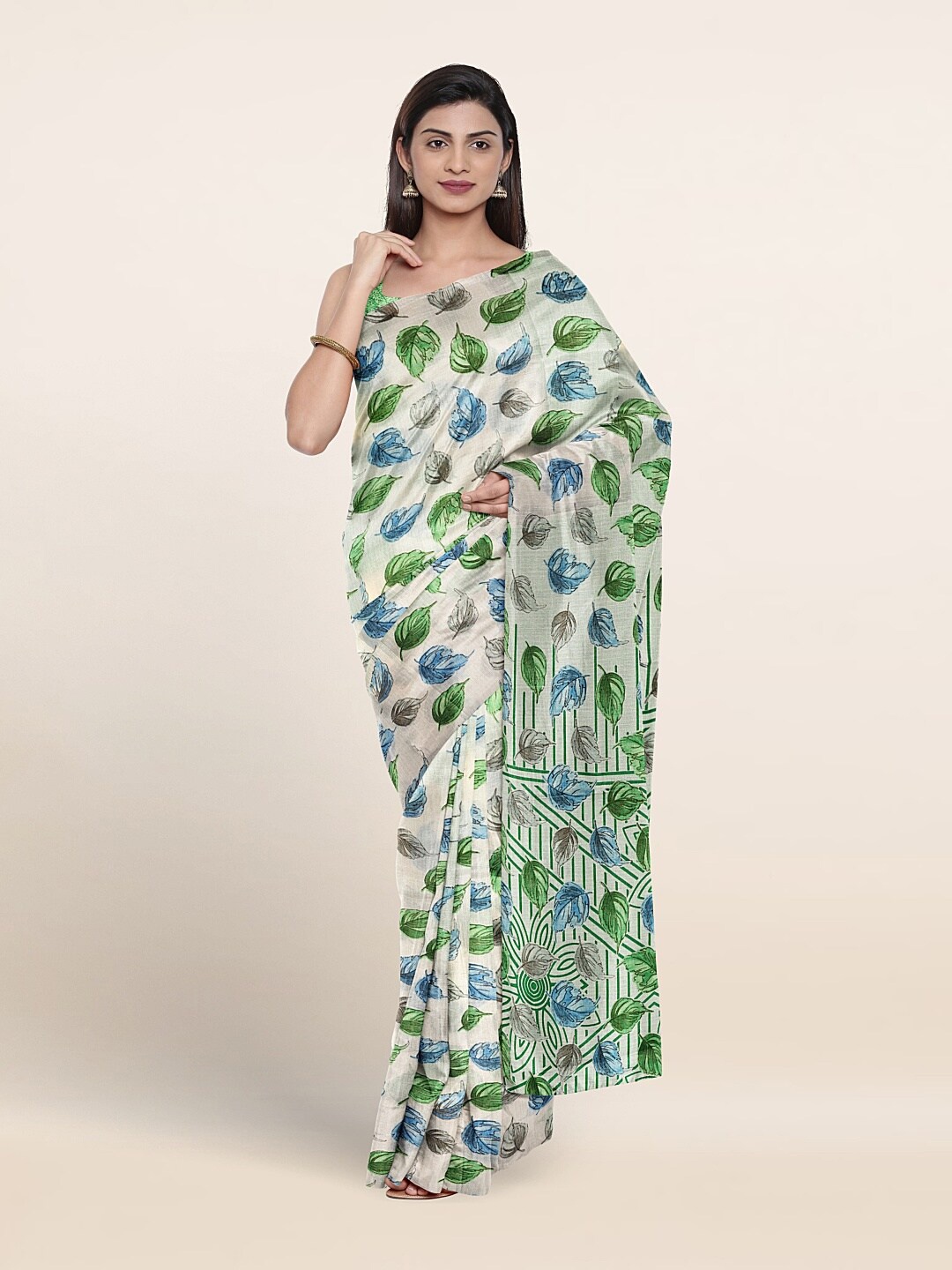 

Pothys Floral Woven Design Saree, White