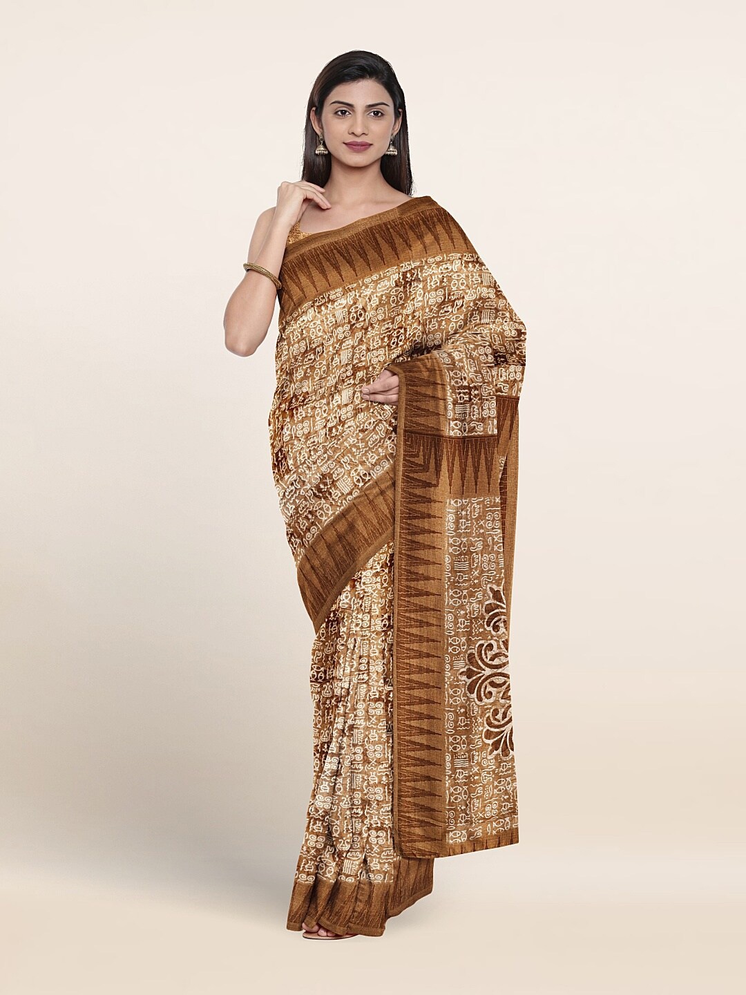 

Pothys Ethnic Motifs Printed Saree, Brown