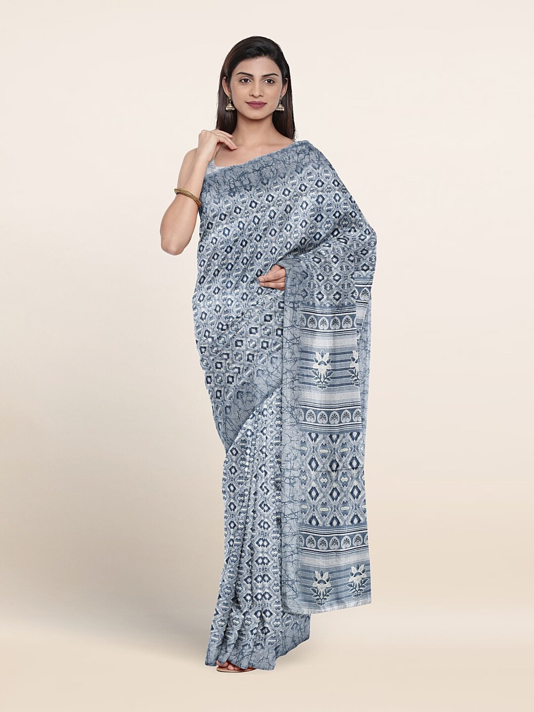 

Pothys Ethnic Motifs Printed Saree, Grey