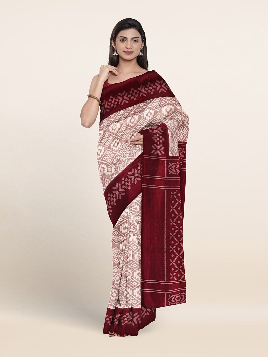 

Pothys Geometric Printed Saree, Mauve