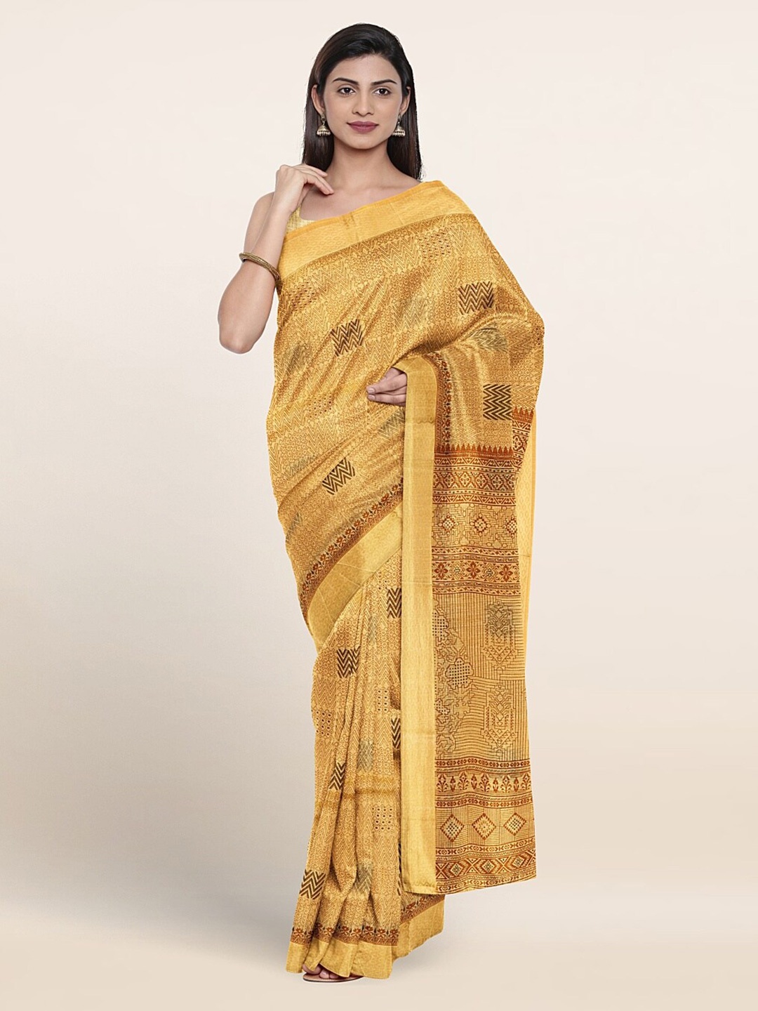

Pothys Ethnic Motifs Printed Pure Cotton Saree, Yellow