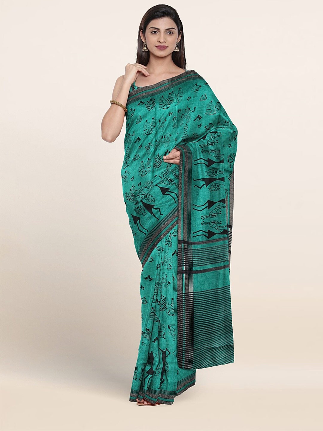 

Pothys Ethnic Motifs Printed Saree, Green