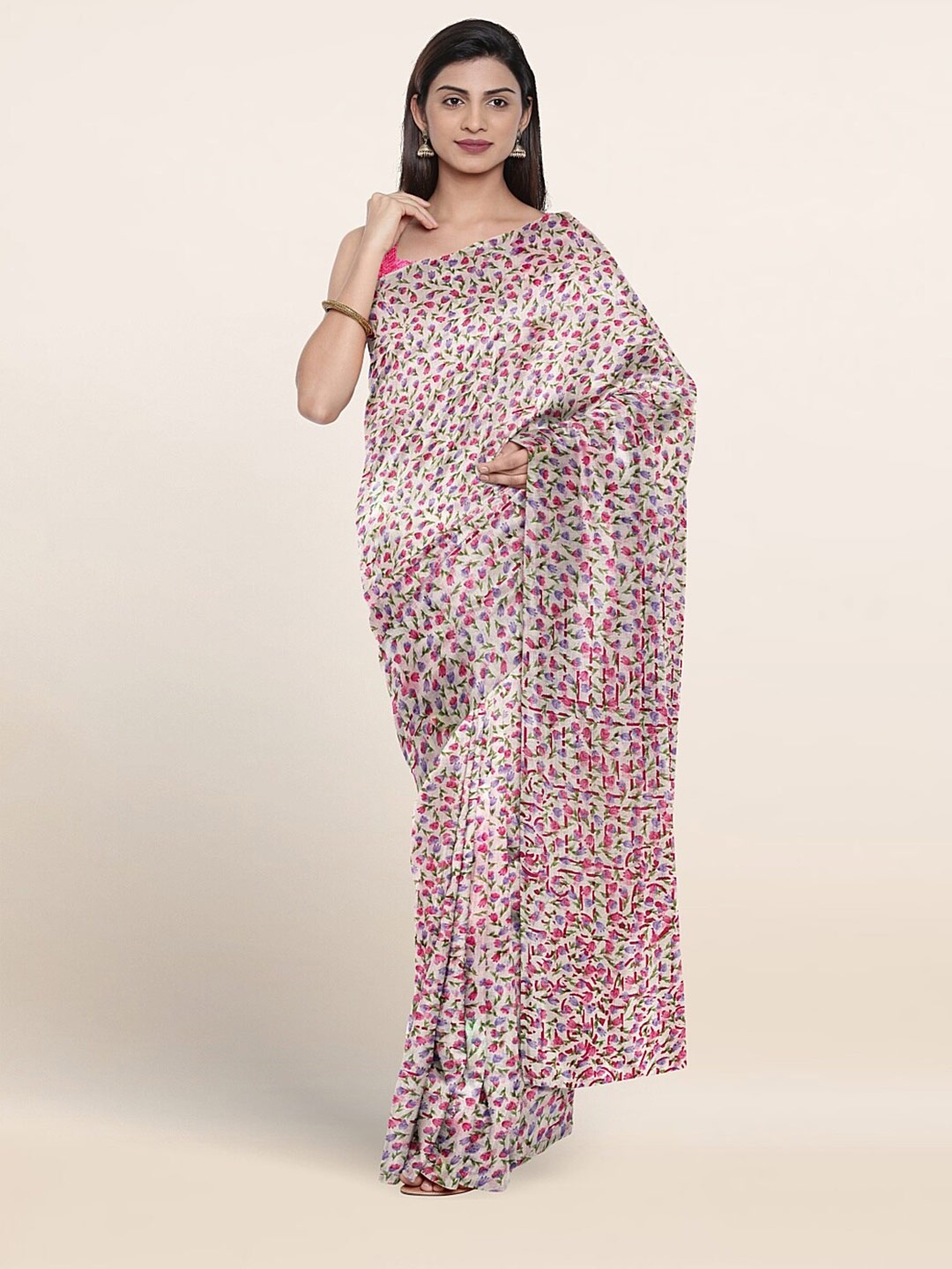 

Pothys Floral Printed Saree, Pink