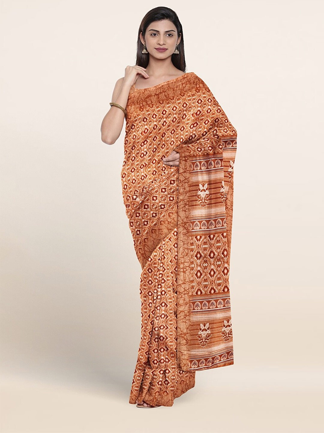 

Pothys Ethnic Motifs Printed Saree, Brown