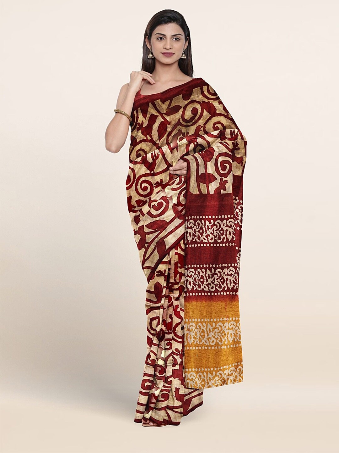 

Pothys Floral Printed Saree, Cream