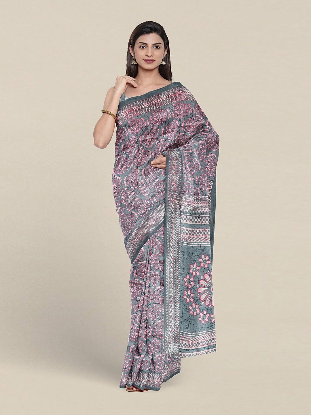 

Pothys Ethnic Motifs Printed Saree, Grey