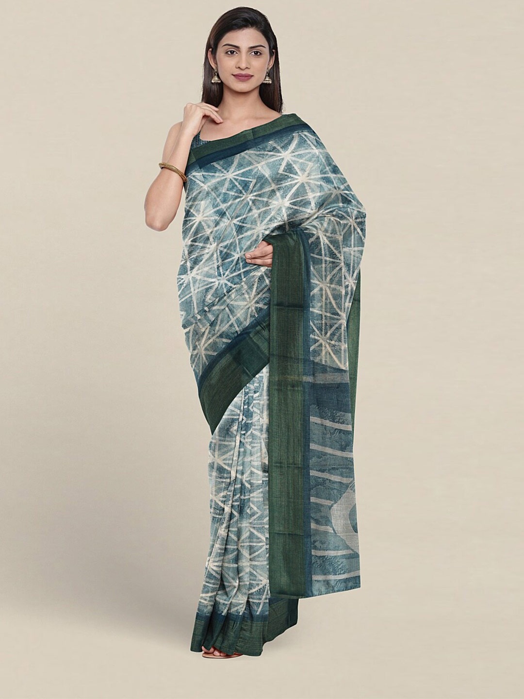 

Pothys Ethnic Motifs Printed Zari Saree, Blue