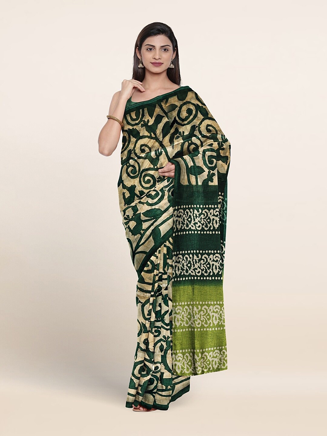 

Pothys Floral Printed Saree, Cream