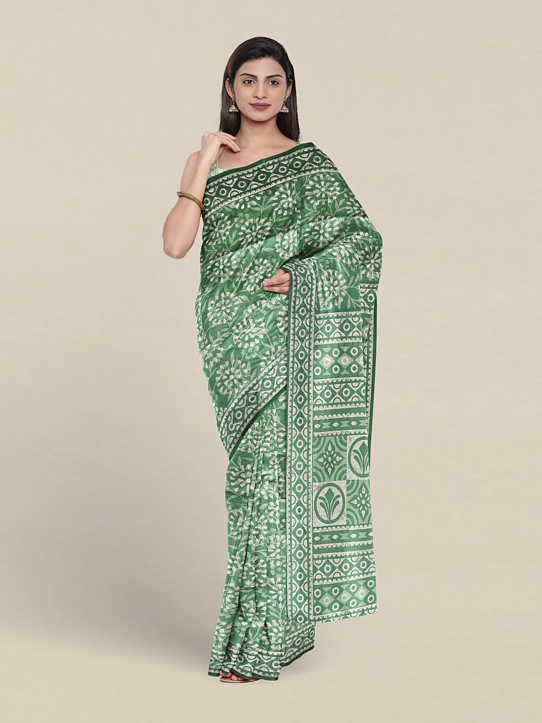 

Pothys Floral Printed Saree, Green