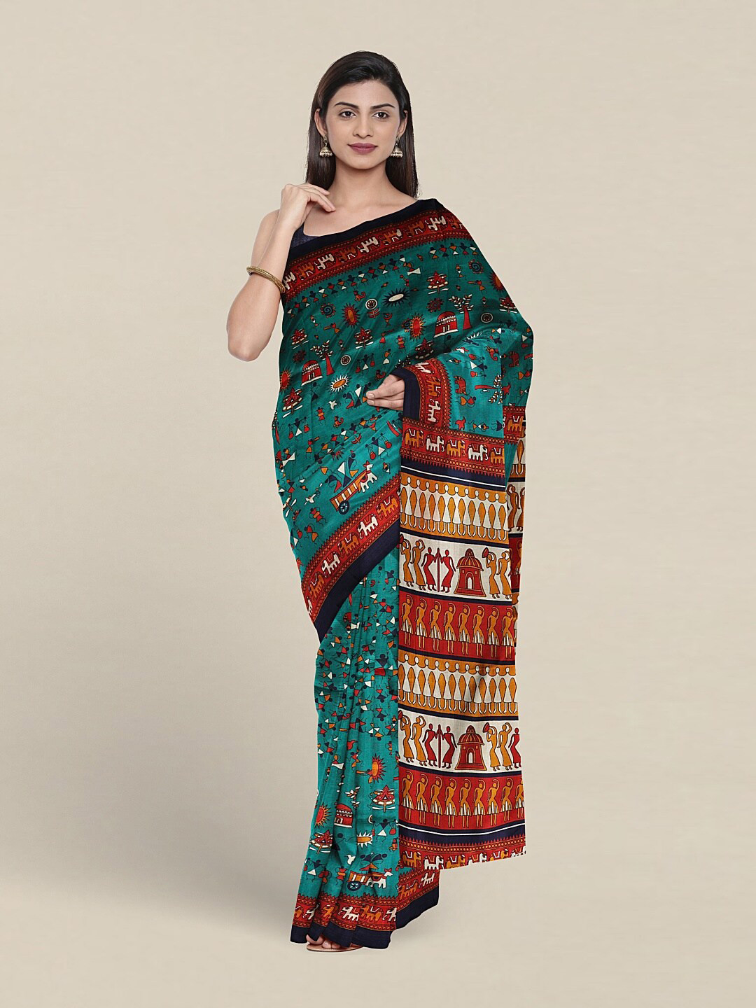 

Pothys Ethnic Motifs Printed Saree, Green