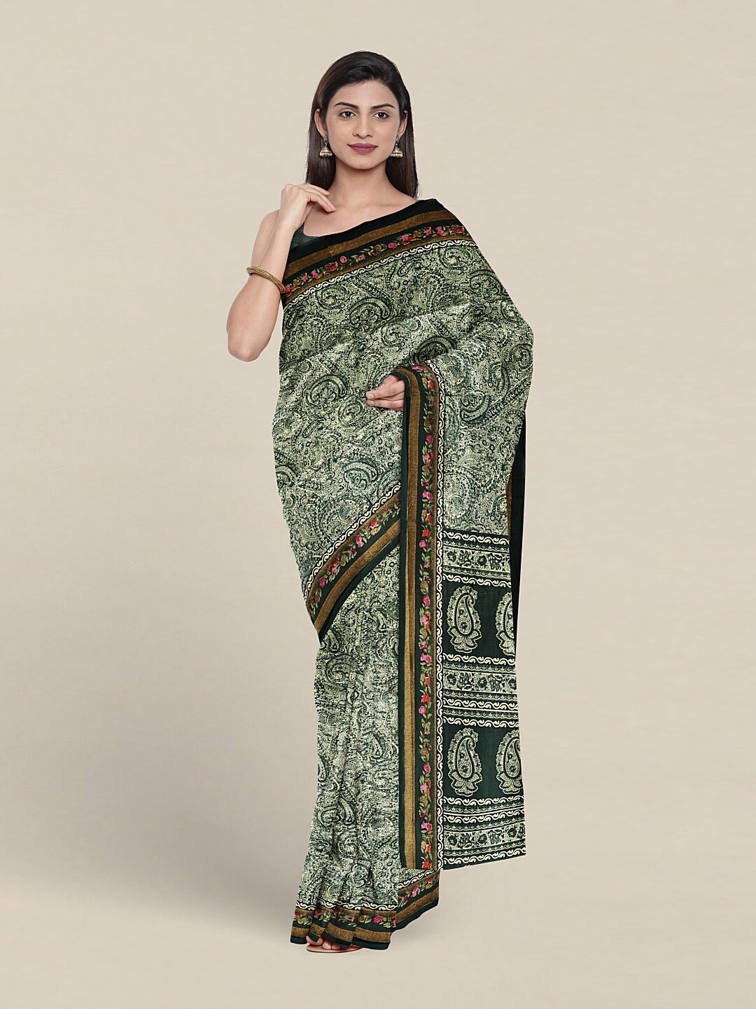 

Pothys Paisley Printed Saree, Green
