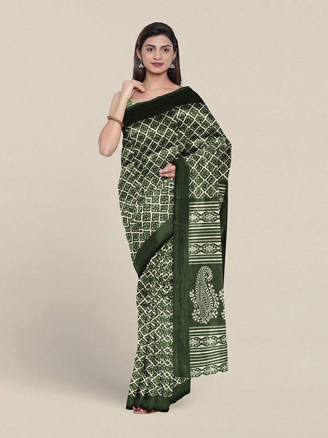 

Pothys Ethnic Motifs Printed Saree, Green