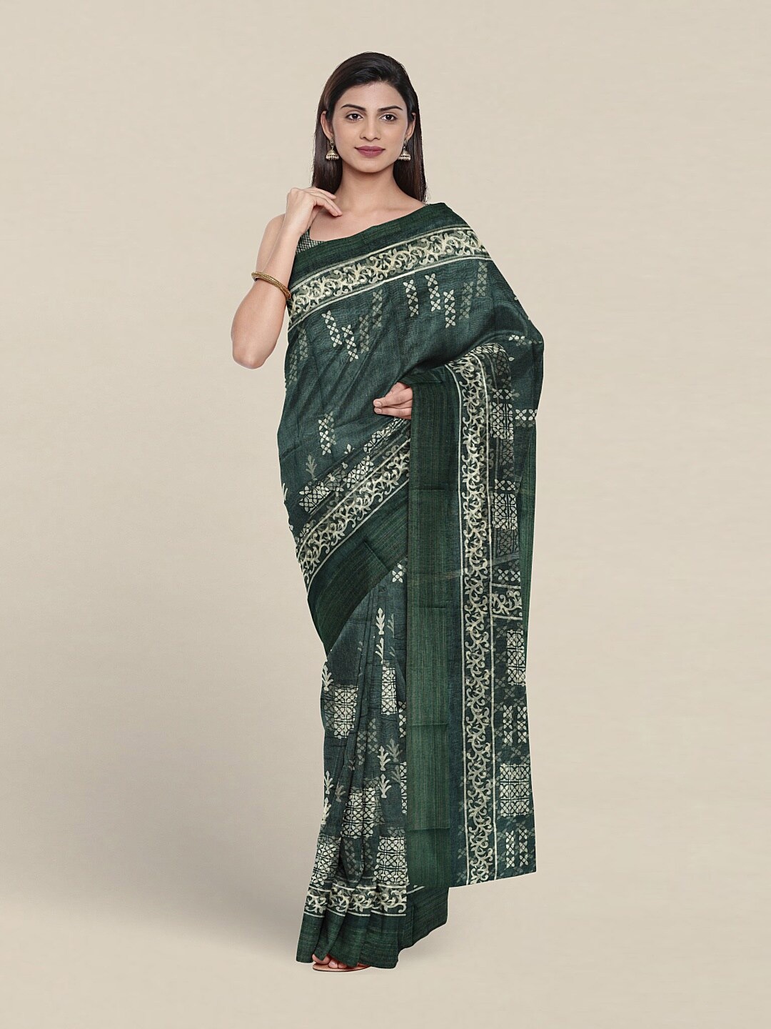 

Pothys Ethnic Motifs Printed Saree, Green