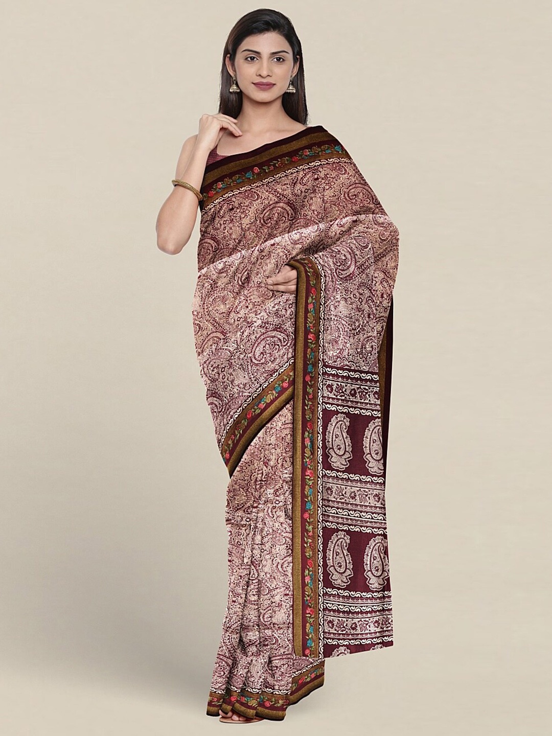 

Pothys Paisley Printed Zari Saree, Purple