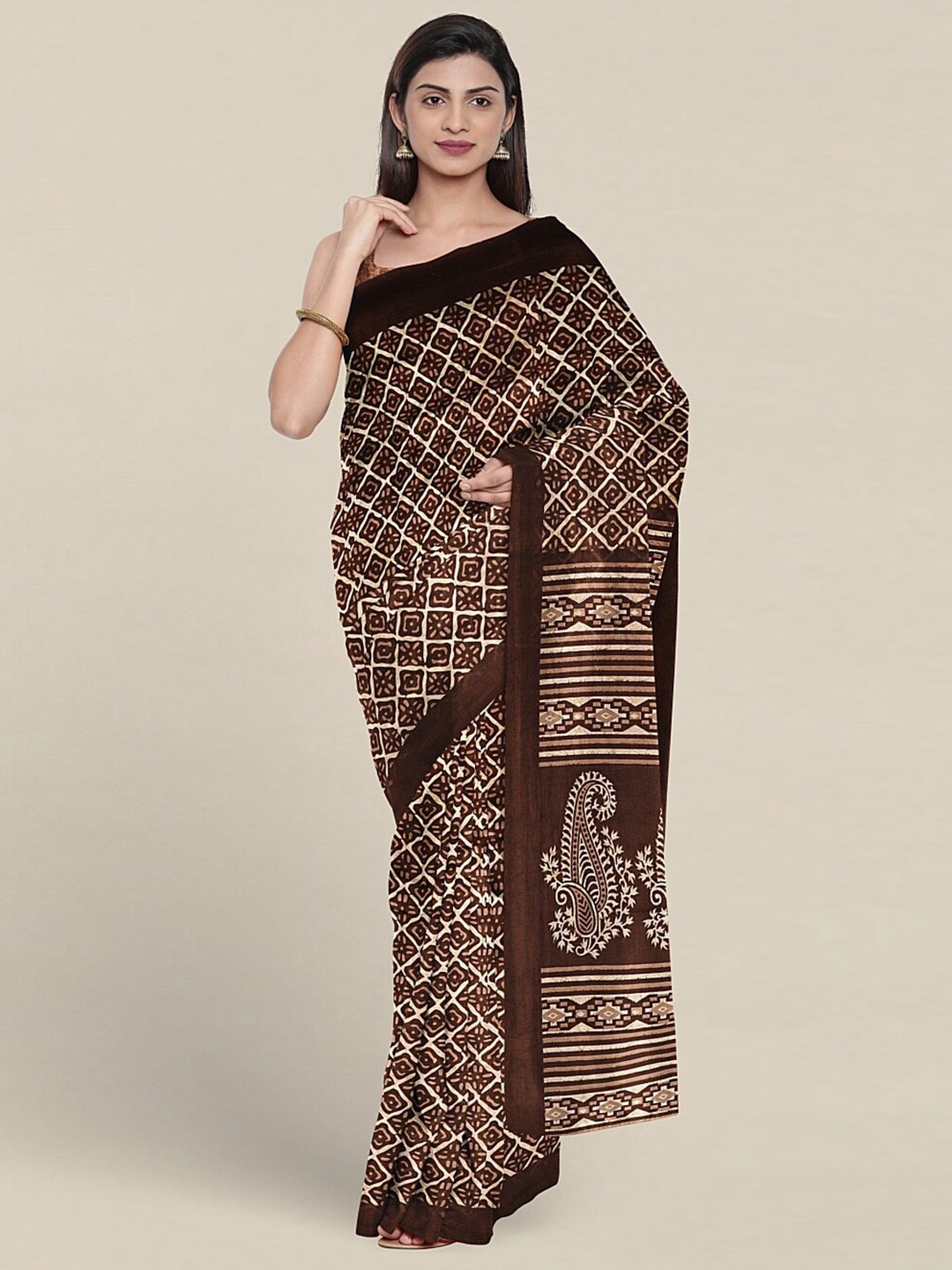 

Pothys Ethnic Motifs Printed Saree, Brown