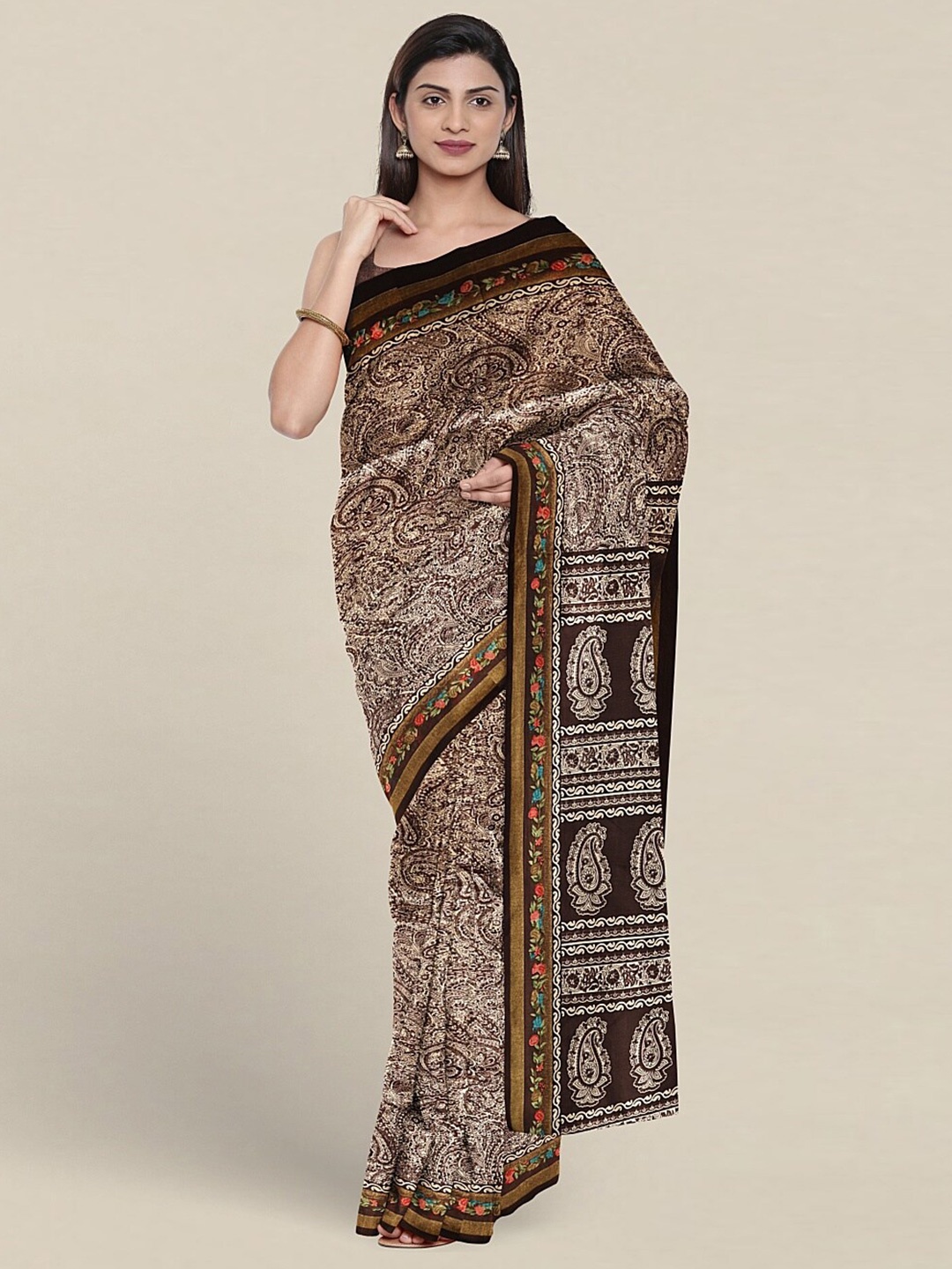 

Pothys Paisley Printed Saree, Brown