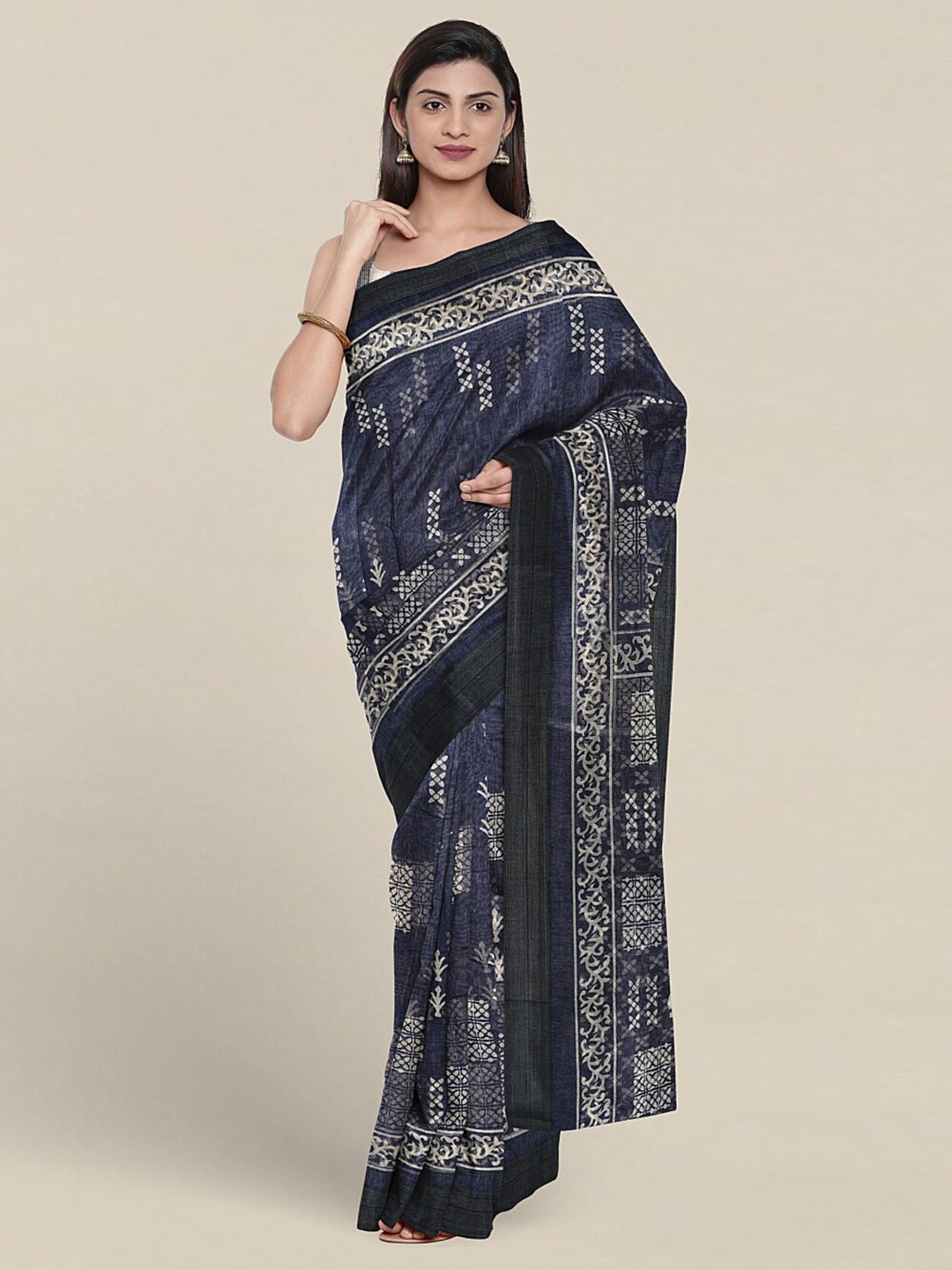 

Pothys Ethnic Motifs Printed Saree, Blue
