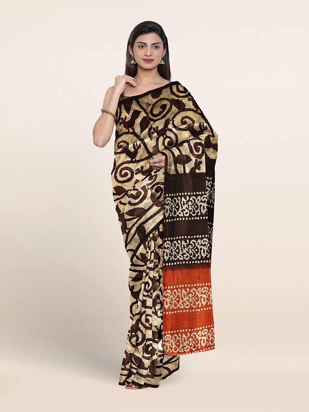 

Pothys Ethnic Motifs Printed Saree, Cream