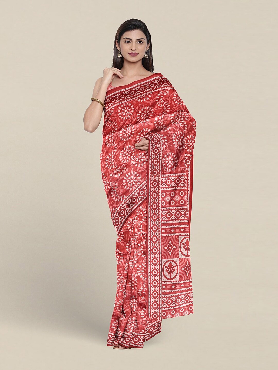 

Pothys Ethnic Motifs Printed Saree, Red