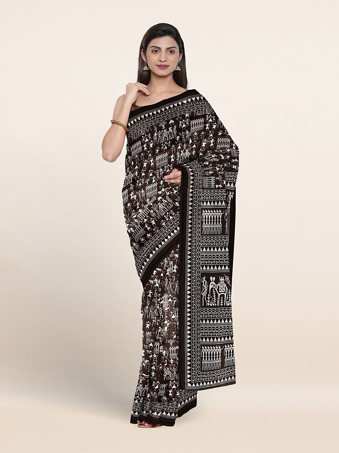 

Pothys Warli Printed Saree, Black
