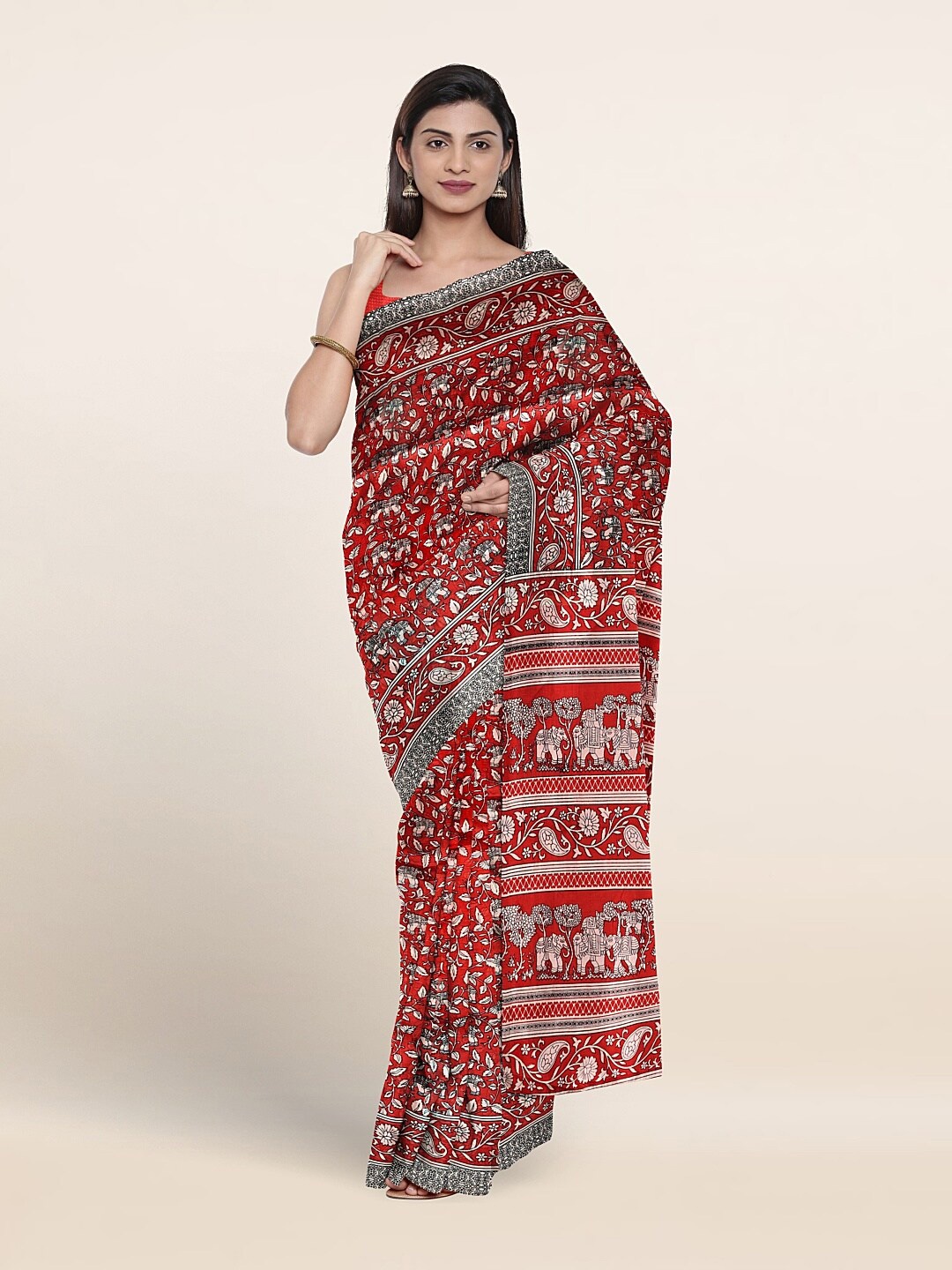 

Pothys Ethnic Motifs Printed Saree, Red