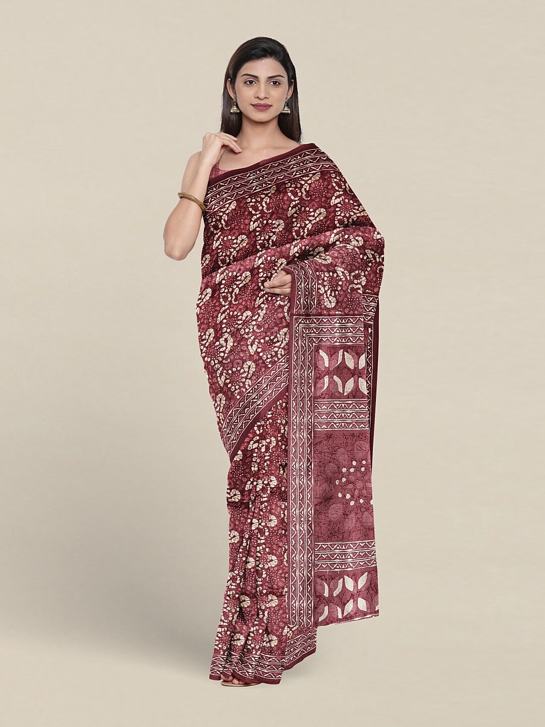 

Pothys Batik Ethnic Motifs Printed Saree, Purple