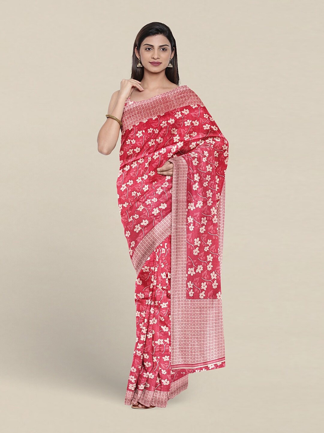 

Pothys Floral Printed Saree, Pink