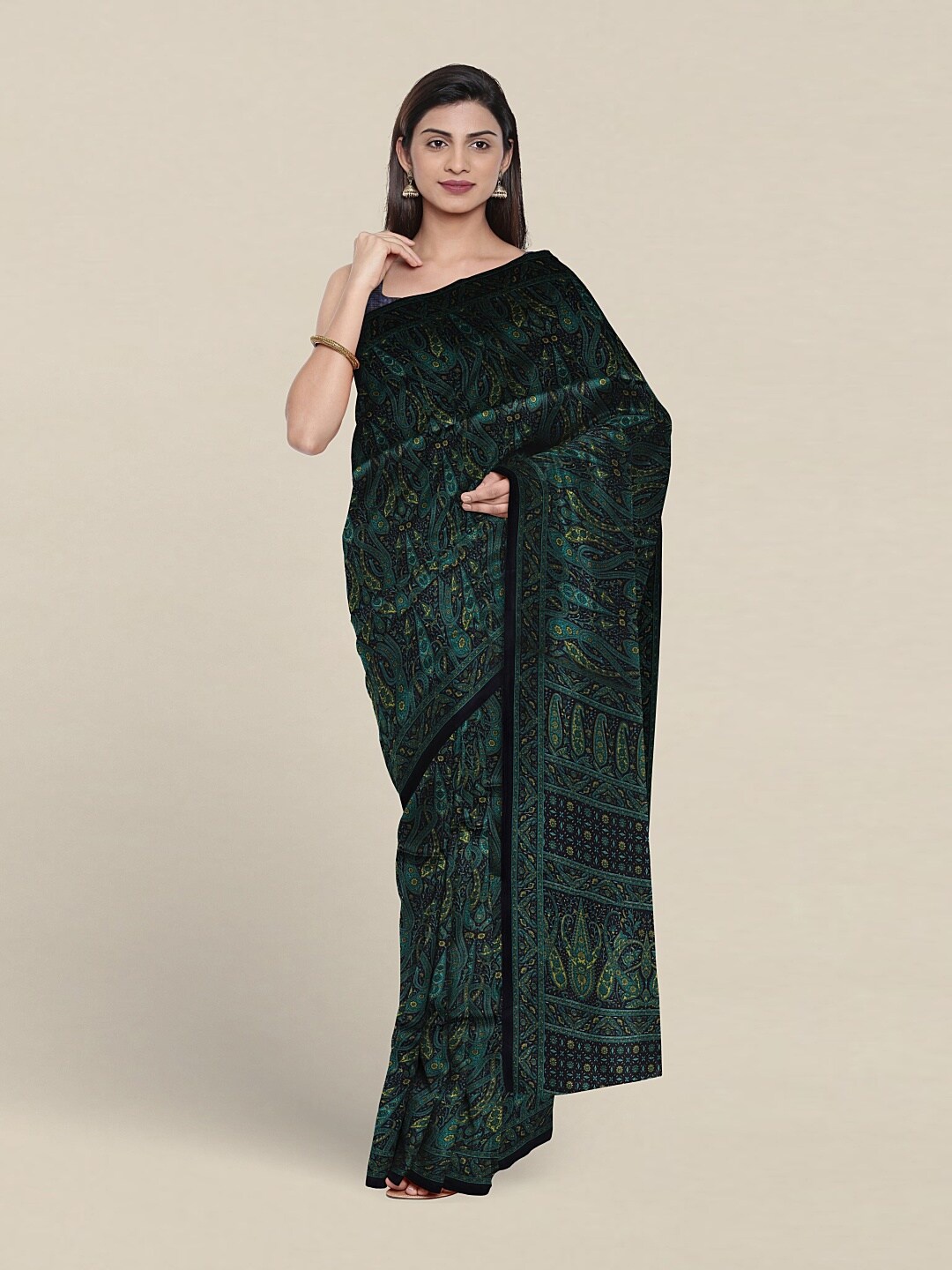 

Pothys Paisley Printed Saree, Green