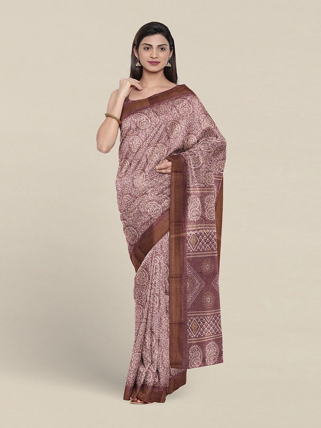 

Pothys Paisley Printed Cotton Blend Saree, Lavender