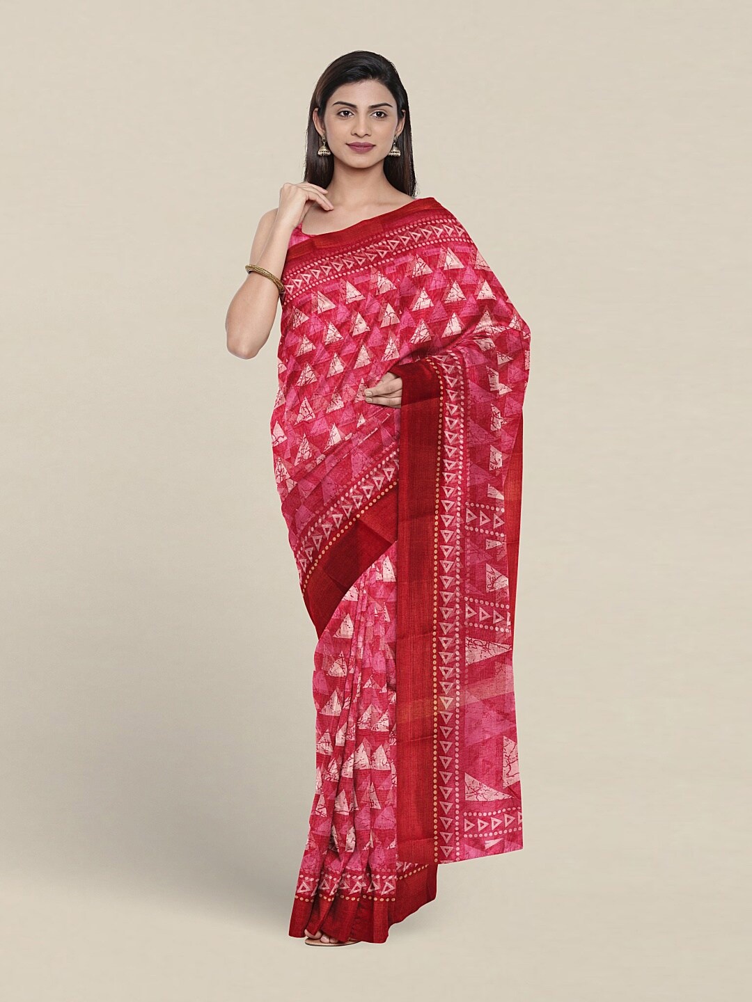 

Pothys Batik Ethnic Motifs Printed Saree, Pink