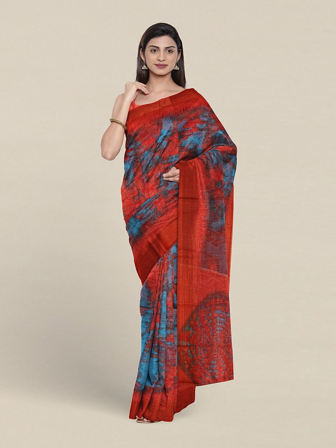 

Pothys Tie and Dye Cotton Blend Saree, Blue