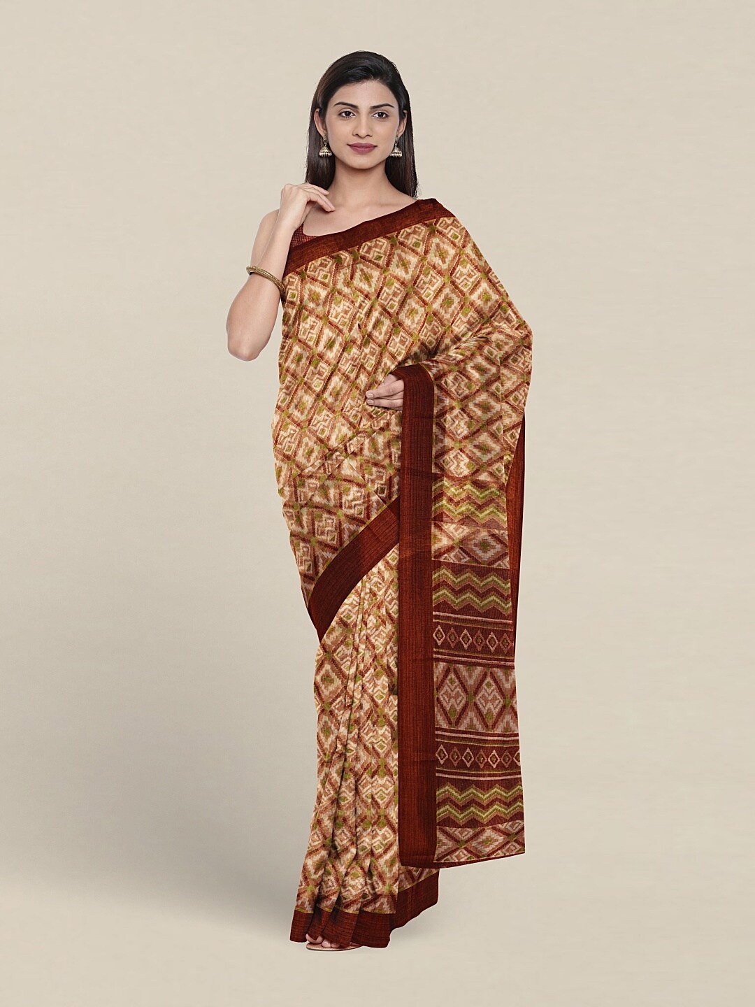 

Pothys Geometric Printed Saree, Maroon