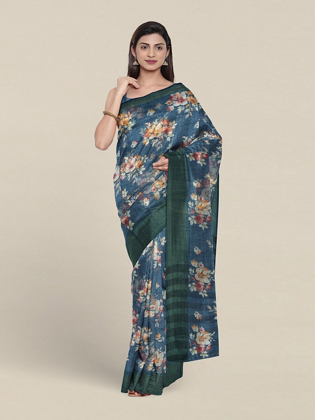 

Pothys Floral Printed Saree, Blue