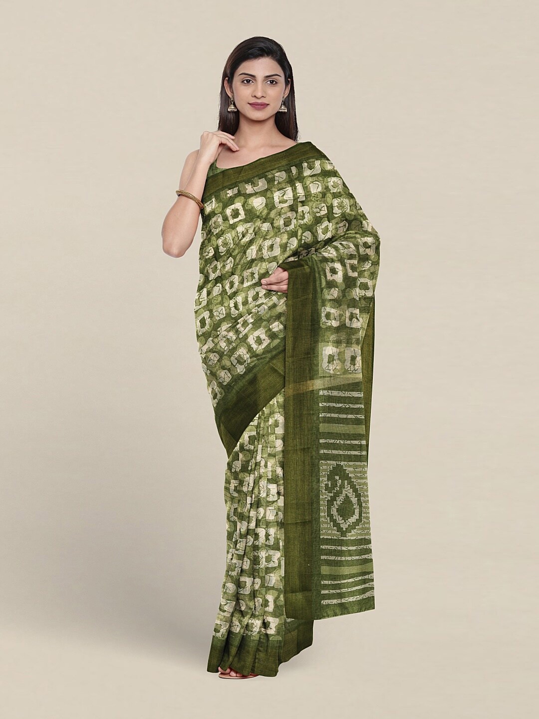 

Pothys Abstract Woven Design Saree, Green