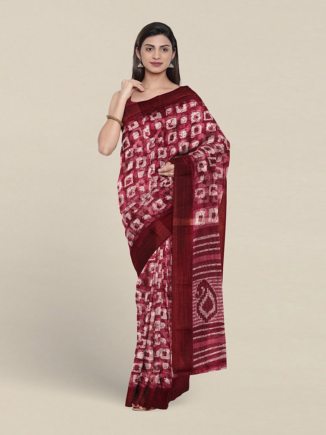 

Pothys Batik Printed Saree, Magenta