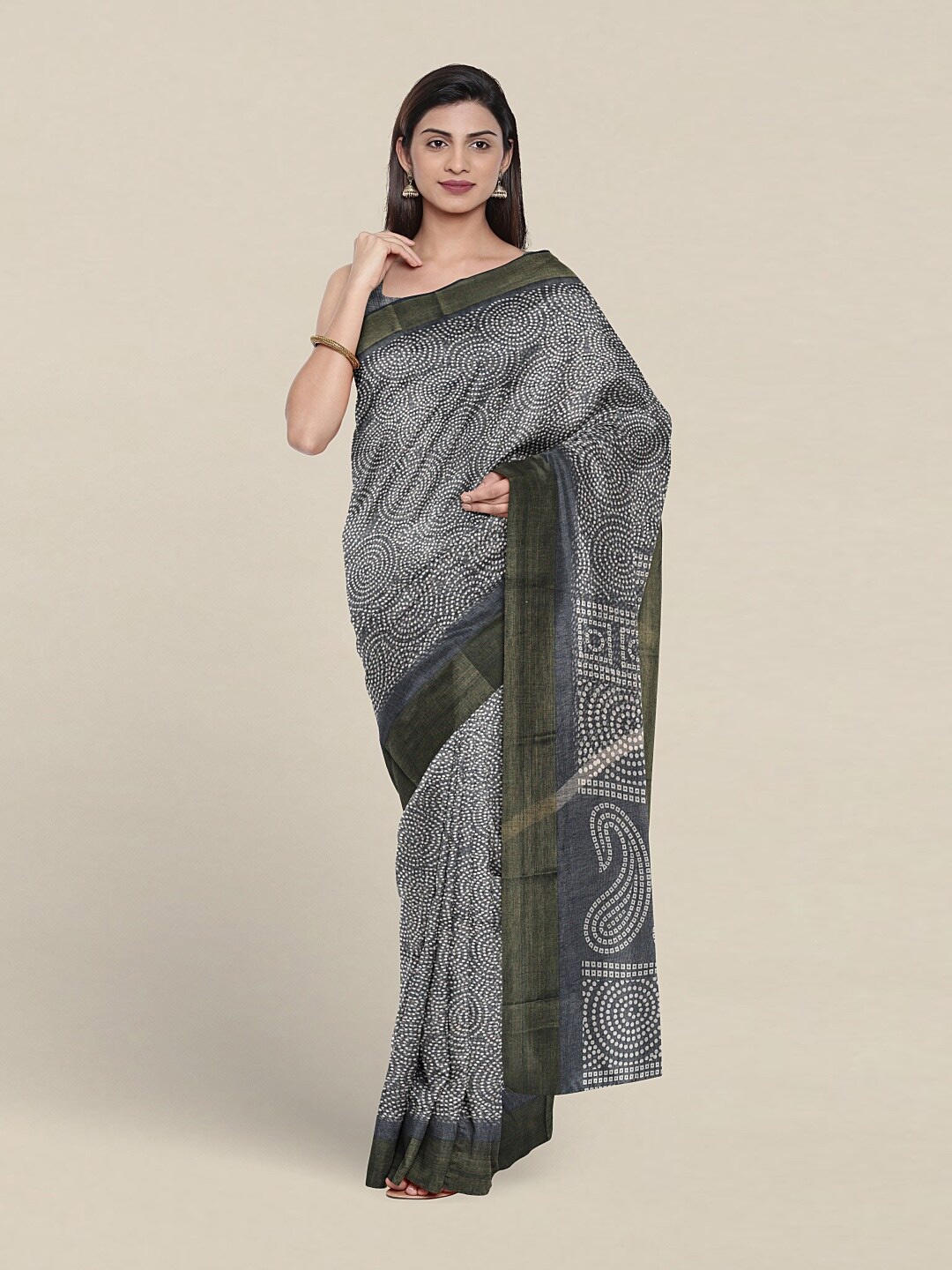 

Pothys Polka Dots Printed Saree, Blue