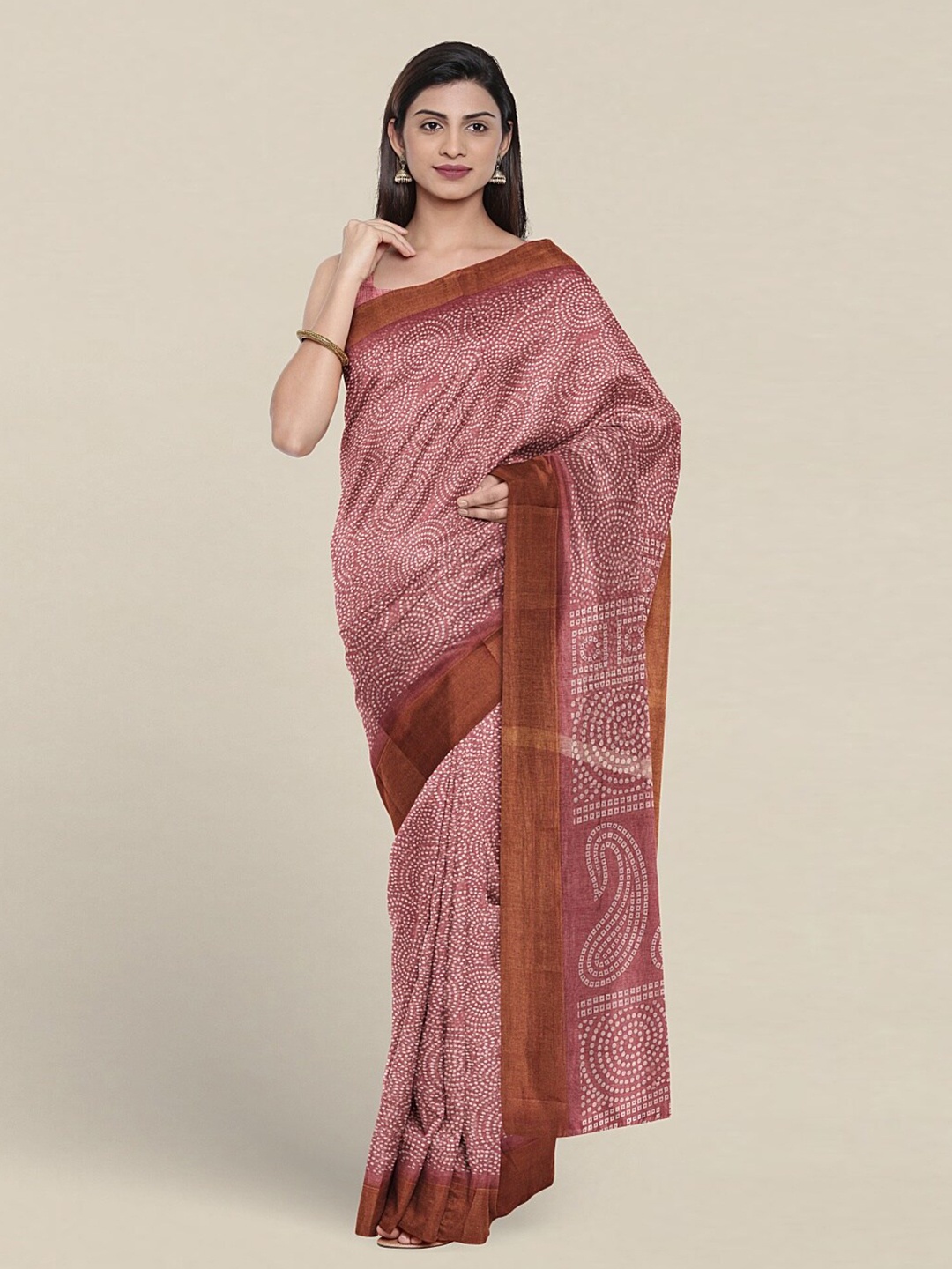 

Pothys Geometric Printed Saree, Pink