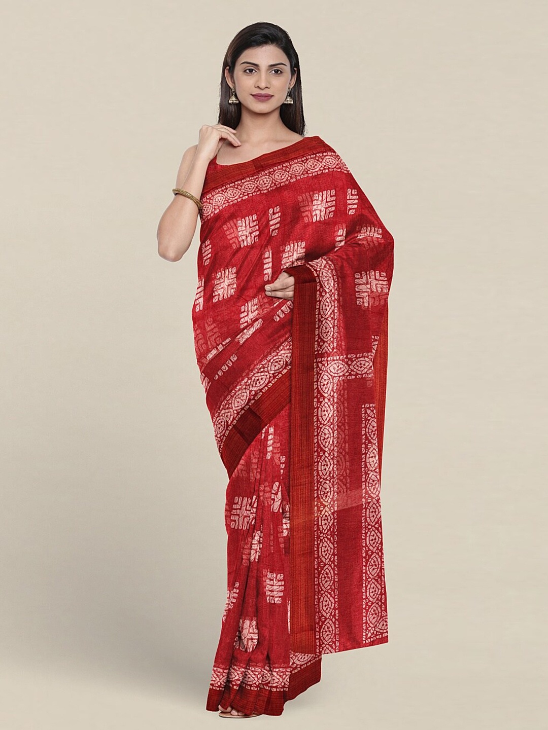 

Pothys Geometric Printed Saree, Maroon