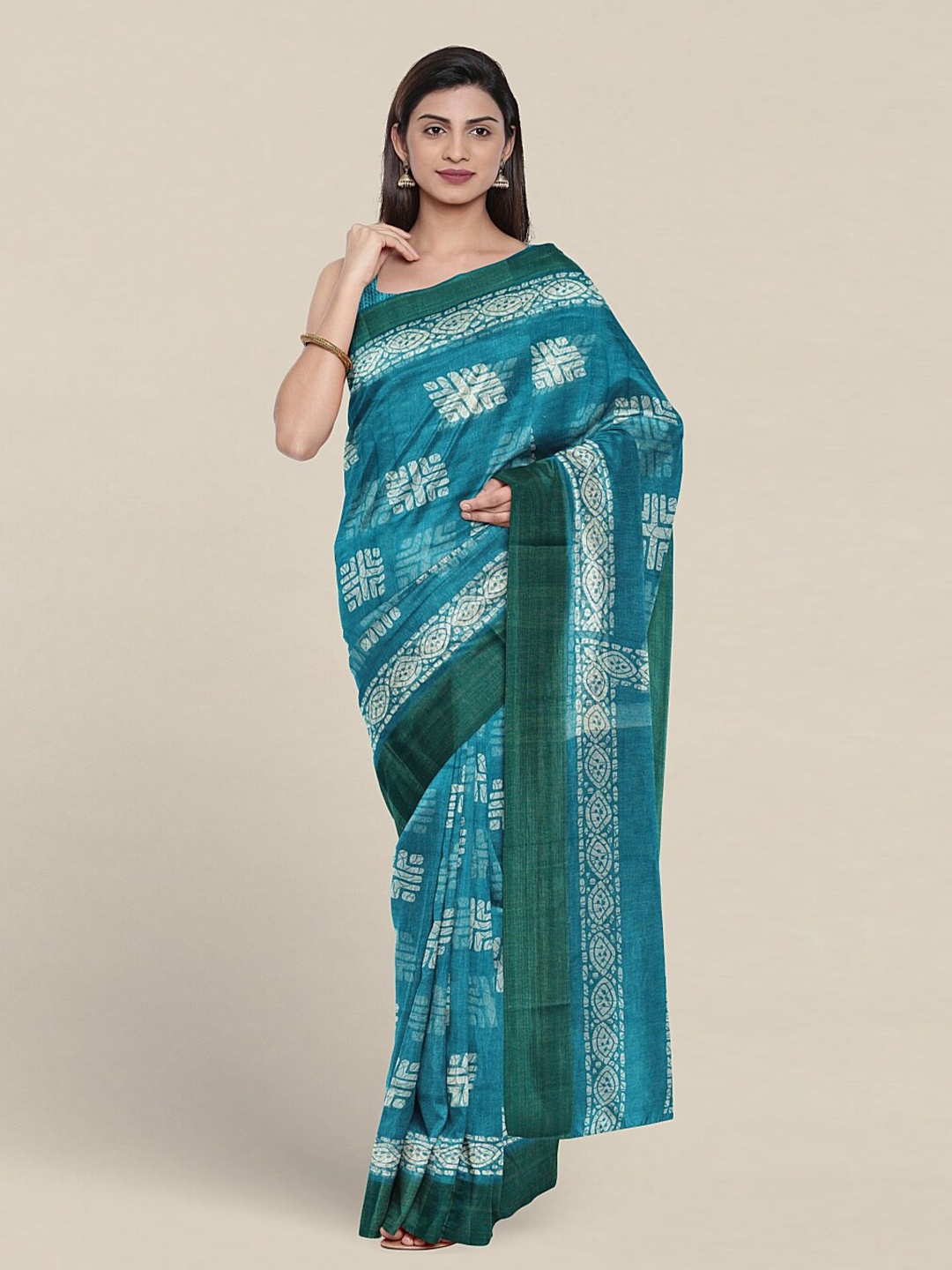 

Pothys Geometric Printed Saree, Blue