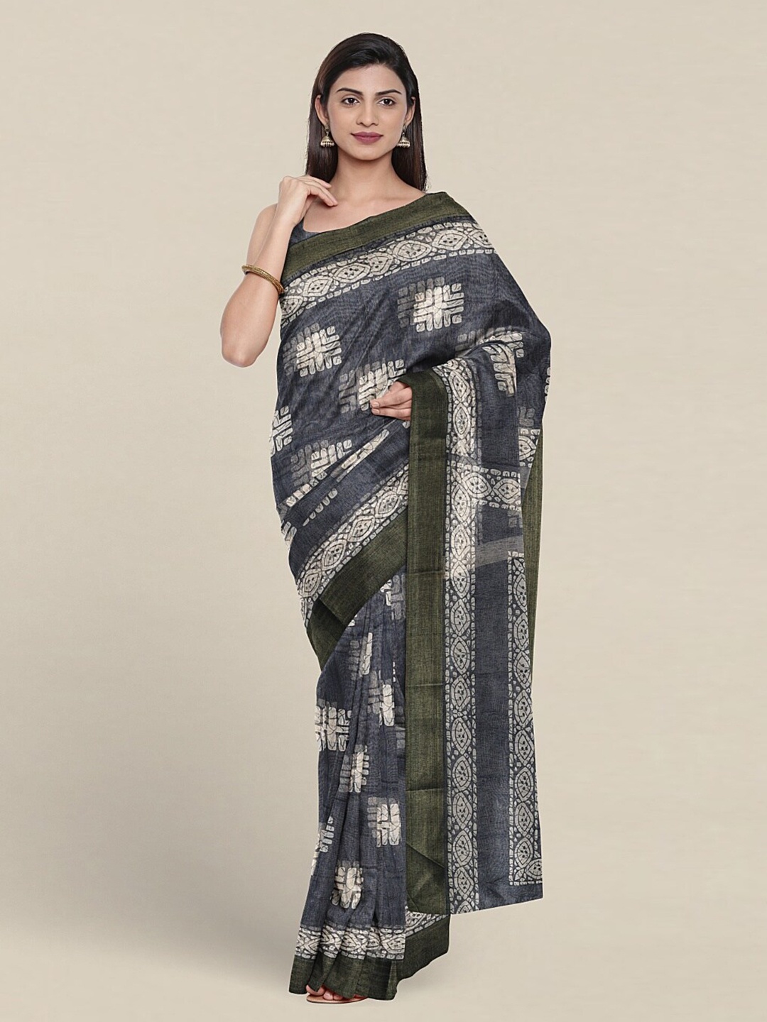 

Pothys Geometric Printed Saree, Grey
