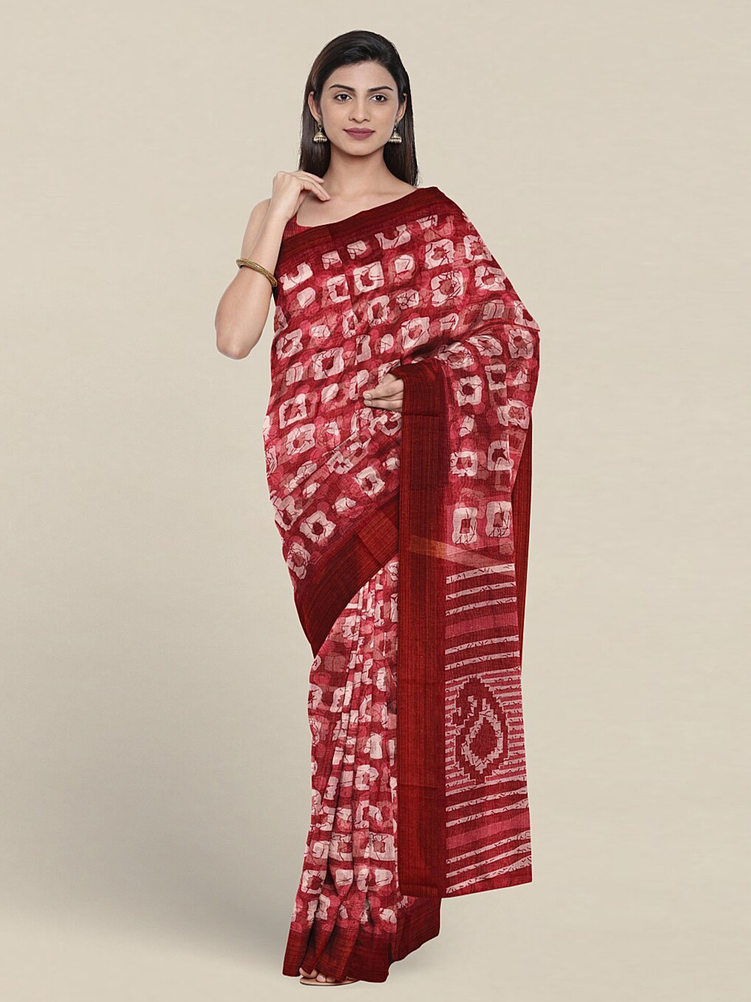 

Pothys Geometric Printed Saree, Maroon