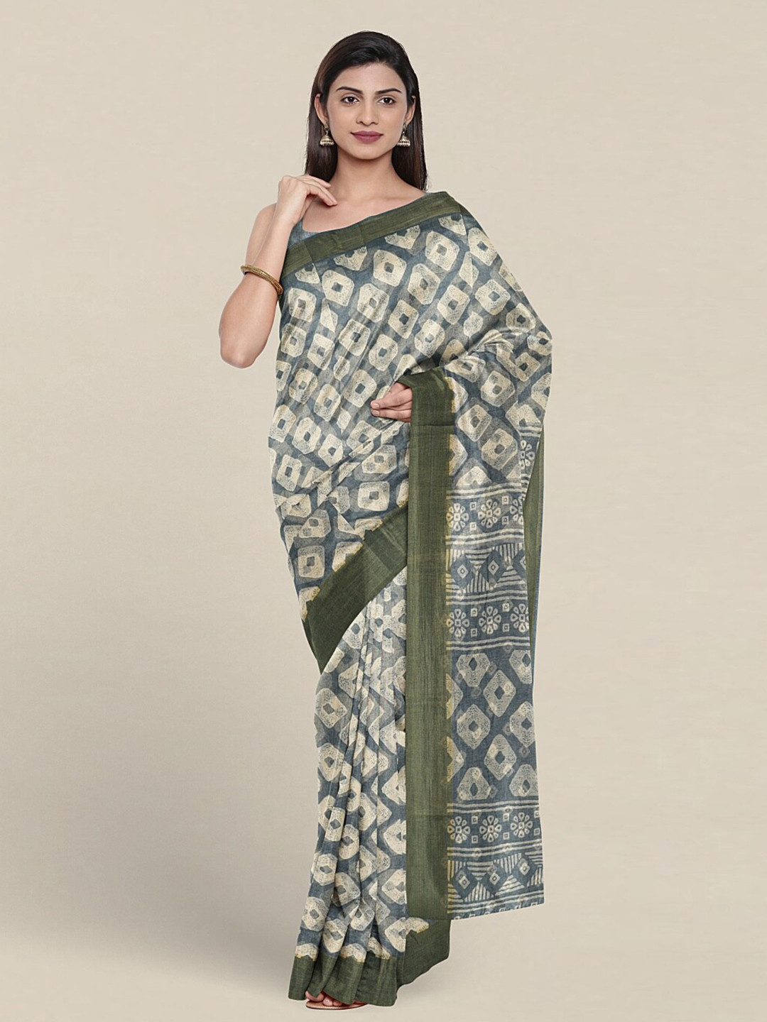 

Pothys Geometric Printed Saree, Blue